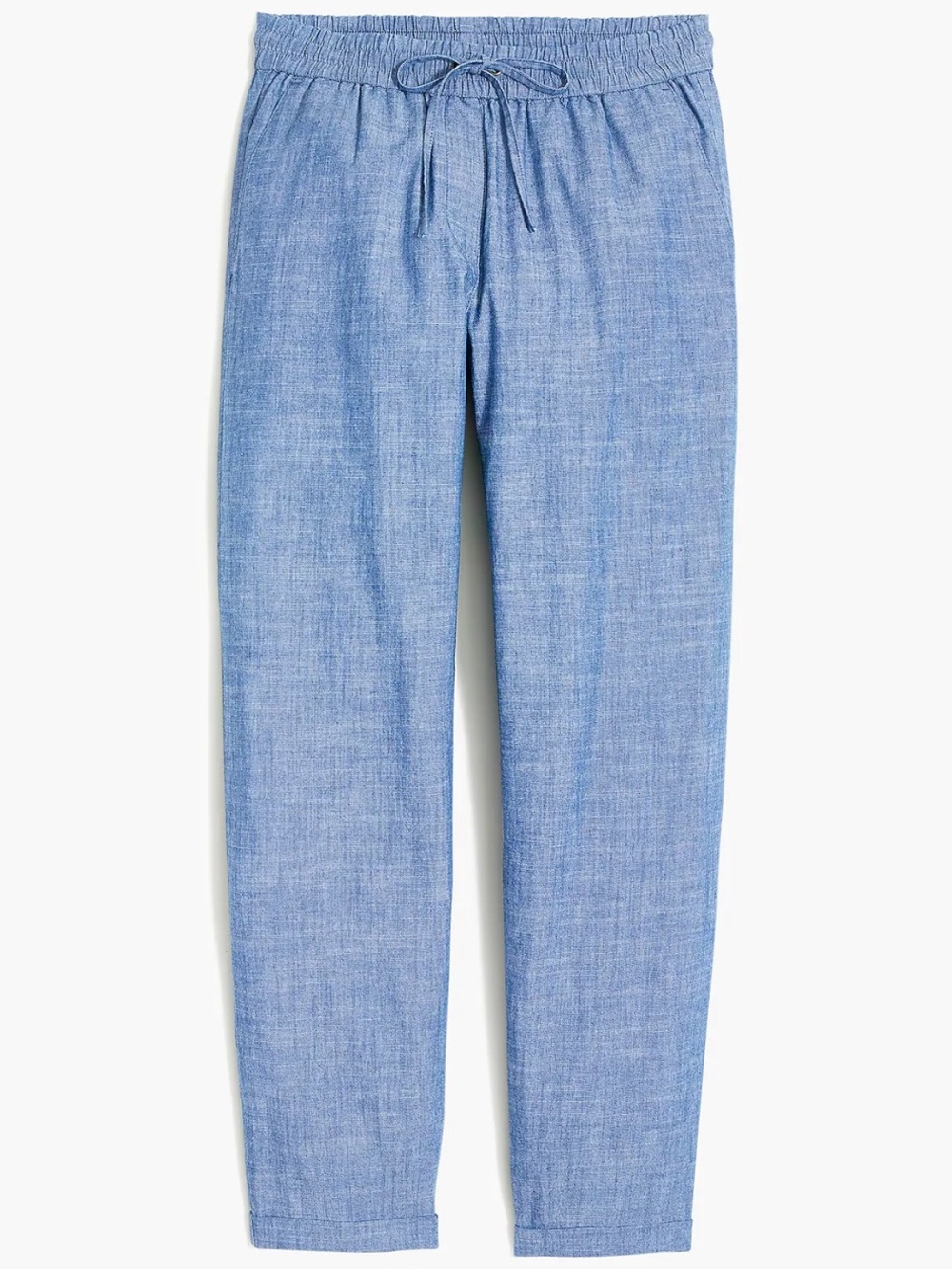 NEW 100% Cotton J.Crew Factory Seaside Chambray Drawstring Pants Cropped Blue 6